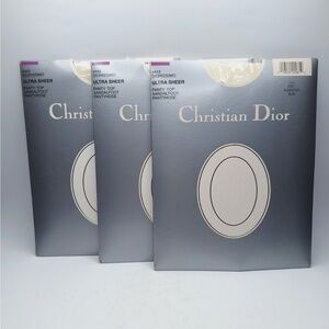 Christian Dior Diorissimo Ultra Sheer Pantyhose Size 1 Alabaster New 3 Pair